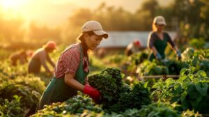 Woman in the field working